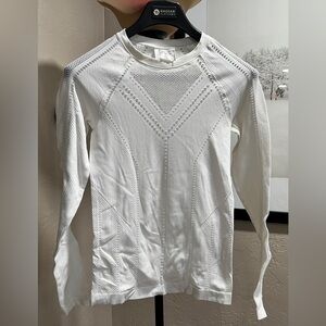 Athleta White Seamless Mesh Long Sleeve Performance Top Size S